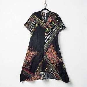 Etro Dress Italy Size 44 US Medium Black Geometric Print Flowy Hi Low Hem